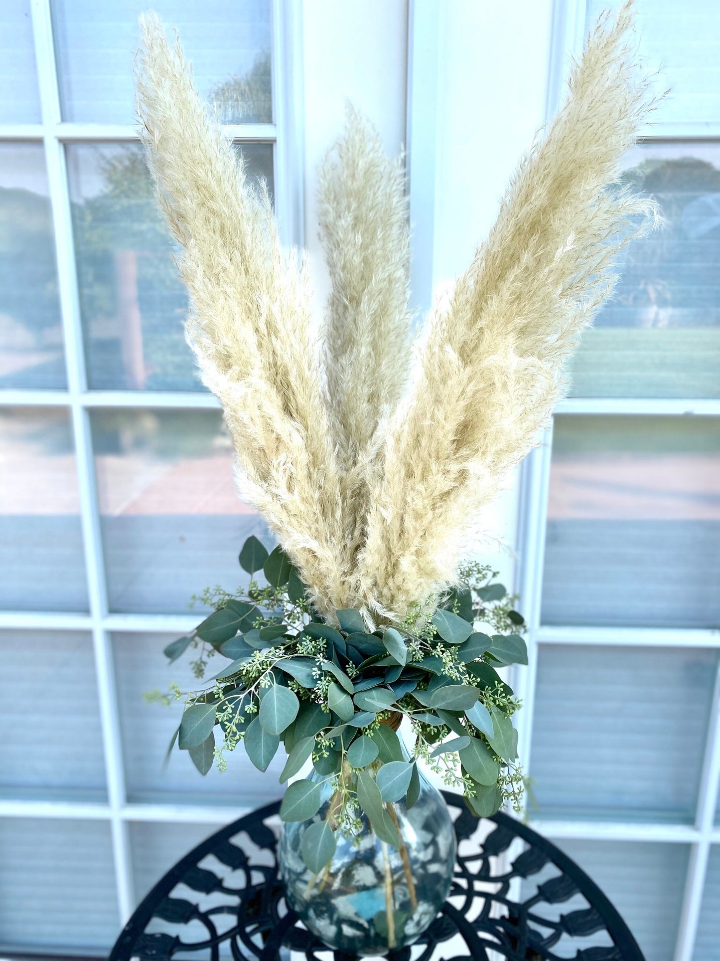 Dried pampas and seeded eucalyptus arrangement (does not include vase) Home decor, wedding and event decoration