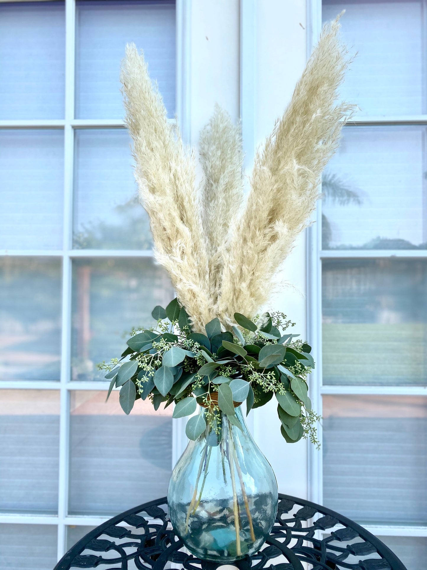 Dried pampas and seeded eucalyptus arrangement (does not include vase) Home decor, wedding and event decoration