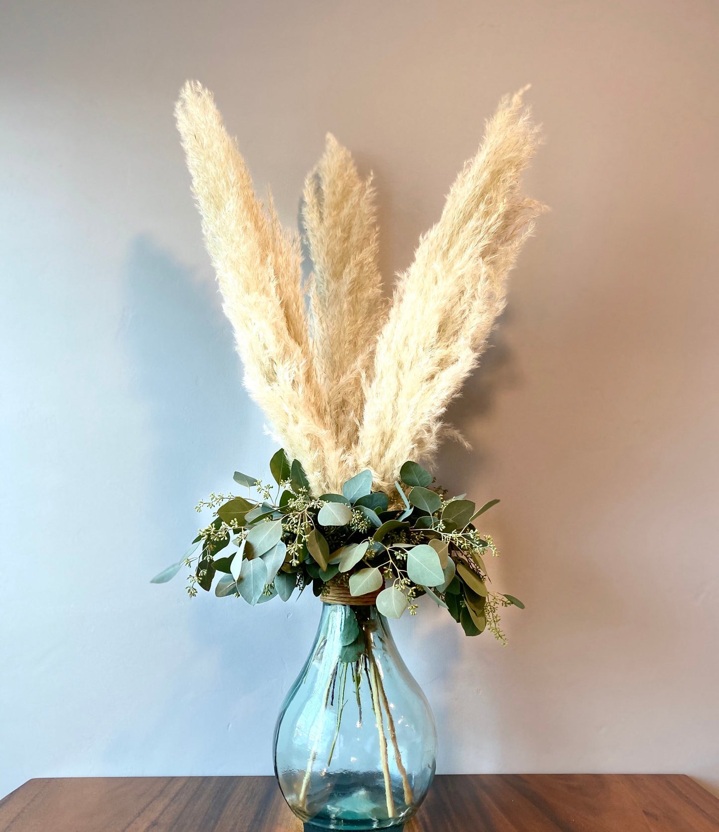 Dried pampas and seeded eucalyptus arrangement (does not include vase) Home decor, wedding and event decoration