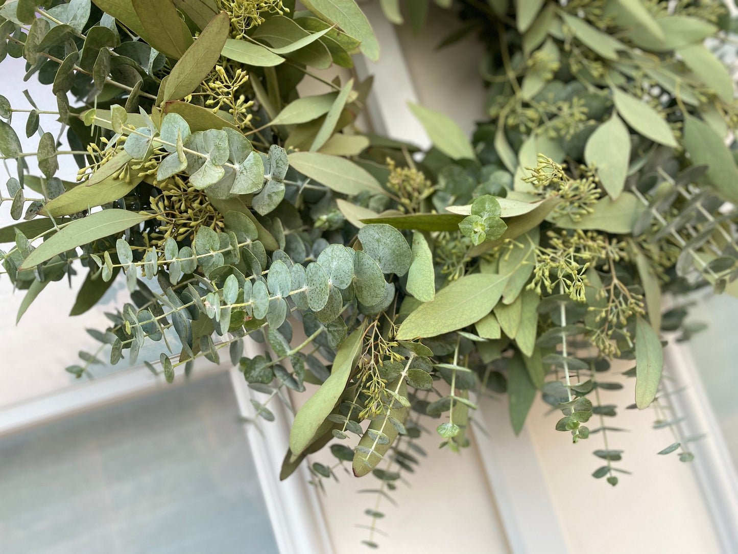 Baby Blue and Seeded Eucalyptus Wreath for Front Door Decor, Wall, Porch, Home Decor, Birthday Gift, Christmas, winter Wedding, Aromatic