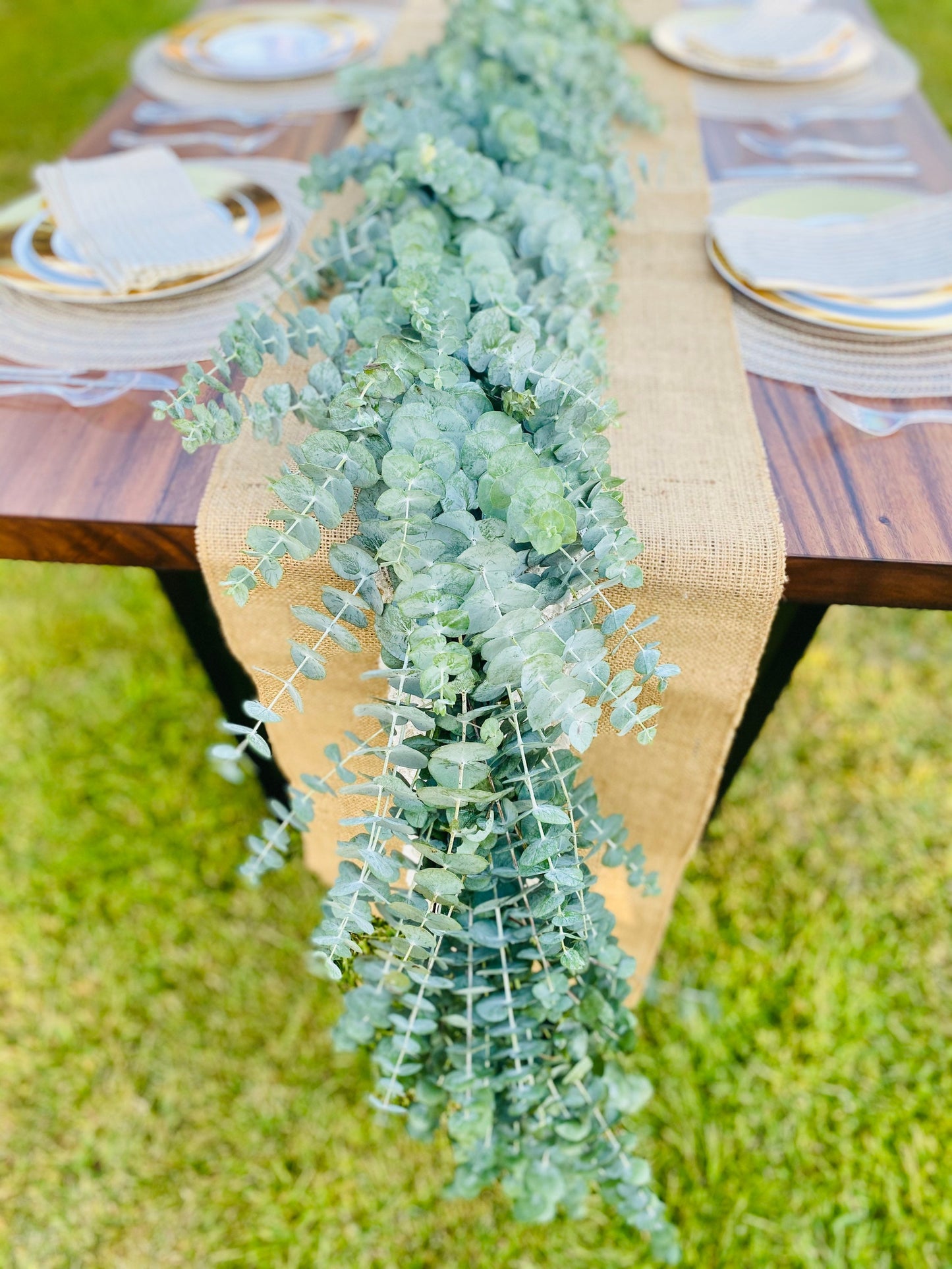 Baby blue eucalyptus garland for wedding dinner party centerpiece home decor, chimney, table runner, Mantel, Table Spring, Summer.