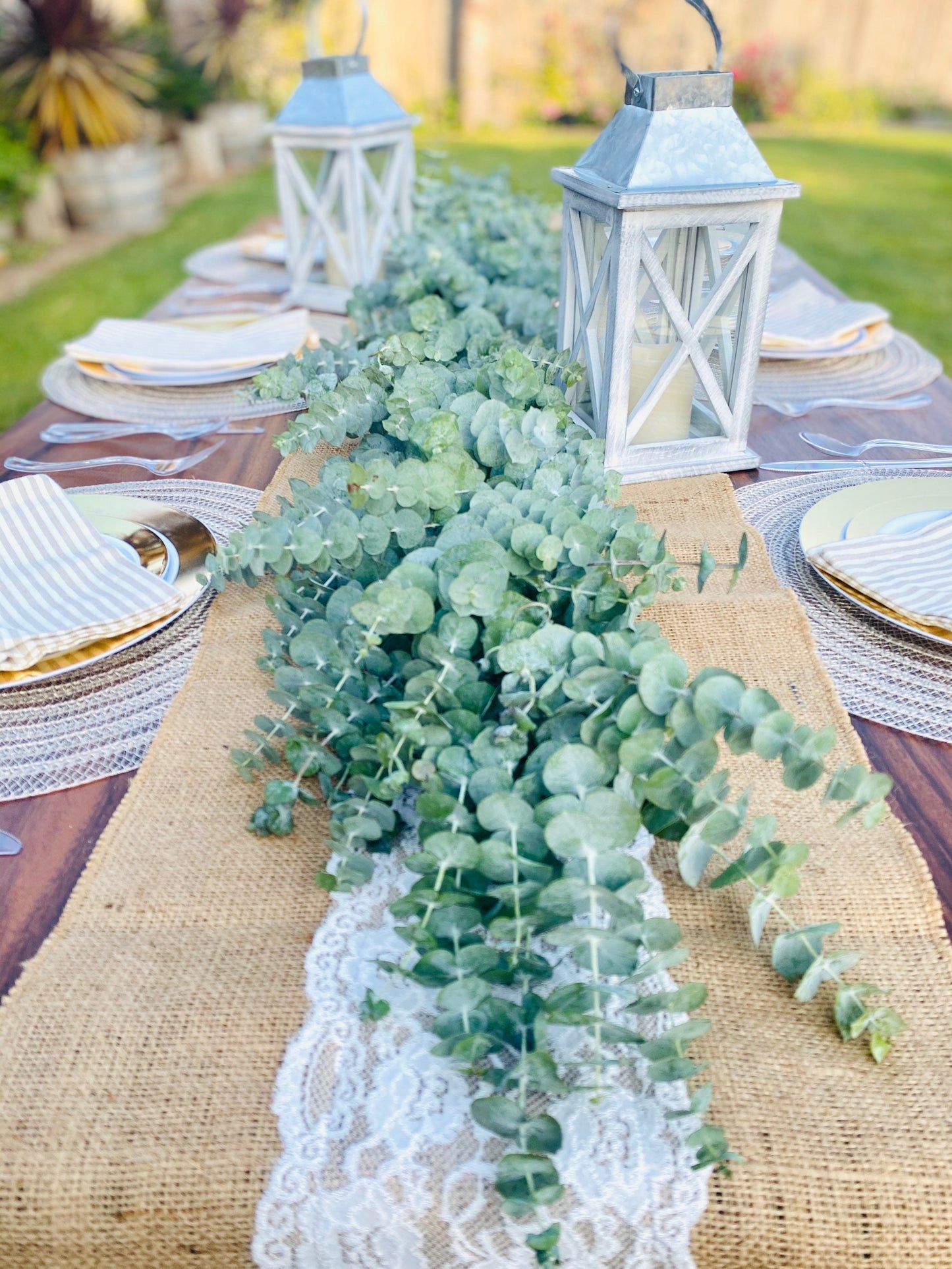 Baby blue eucalyptus garland for wedding dinner party centerpiece home decor, chimney, table runner, Mantel, Table Spring, Summer.