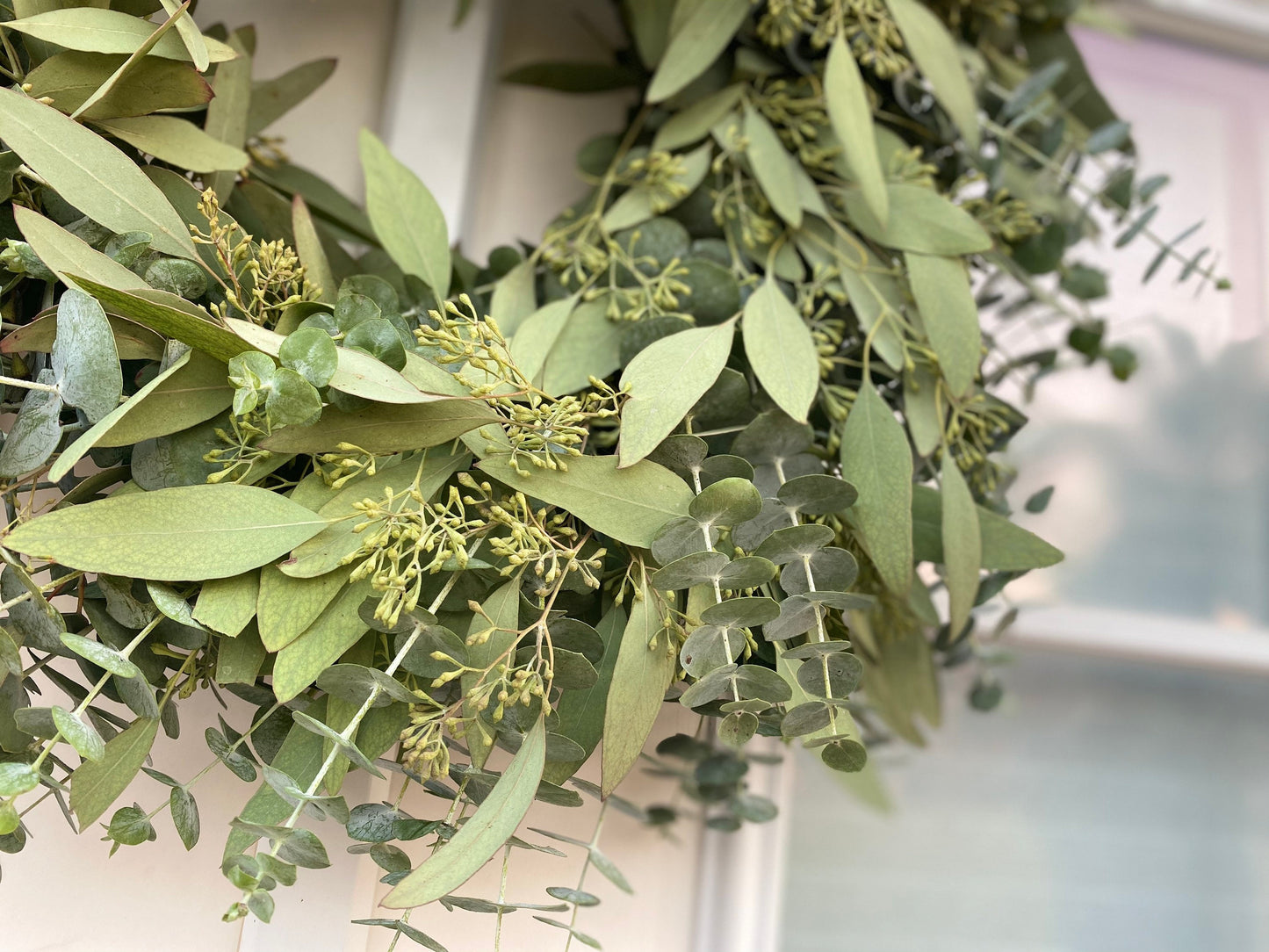 Baby Blue and Seeded Eucalyptus Wreath for Front Door Decor, Wall, Porch, Home Decor, Birthday Gift, Christmas, winter Wedding, Aromatic