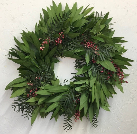 Fresh Bay leaf and Pepperberry, Wreath for front door decor spring, easter, valentines day gift, farmhouse, Housewarming