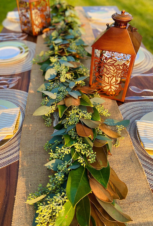 Fresh Real Magnolia and Seeded Eucalyptus Garland for Dining Table Runner Mantel  Centerpiece, Wedding,  Spring, Easter Table Arrangement