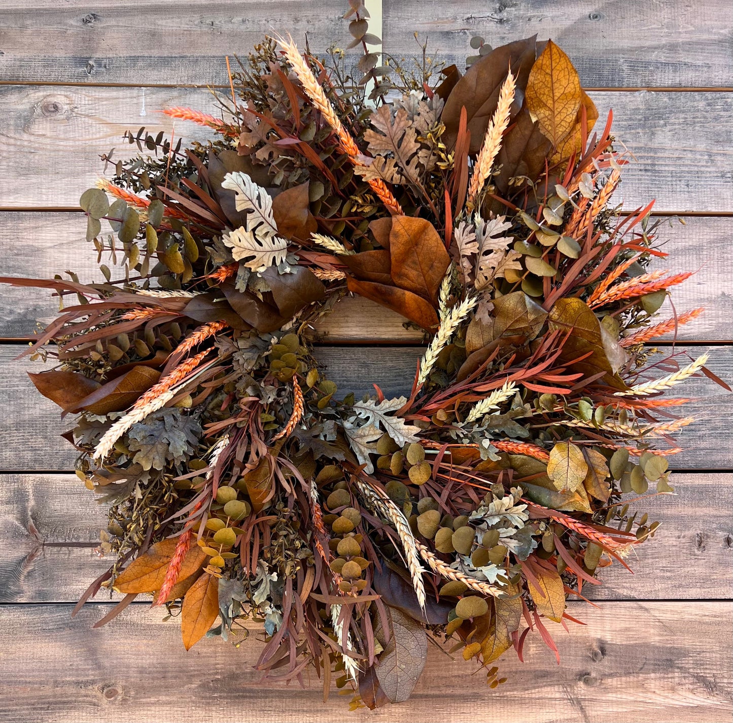 Wreath for Front Door Decor, Preserved, Wheat, Eucalyptus, Salal, New year, Winter Christmas, Birthday Long Lasting Everlasting, Kitchen