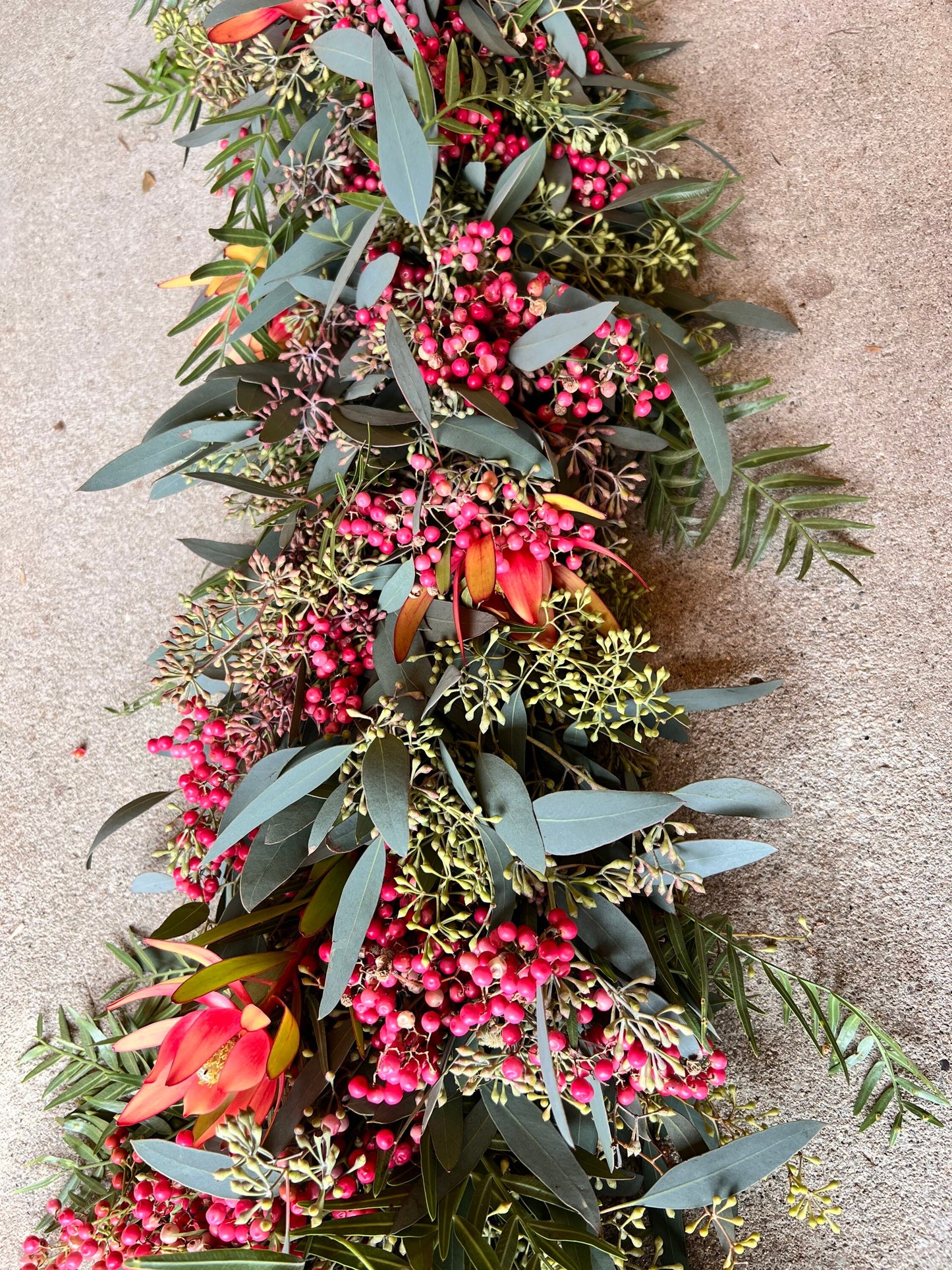 Fresh Real Seeded Eucalyptus, Pepperberry and Safari Garland, Table Runner Party, Gift, Dinner Decor Mantel indoor outdoor Spring Summer