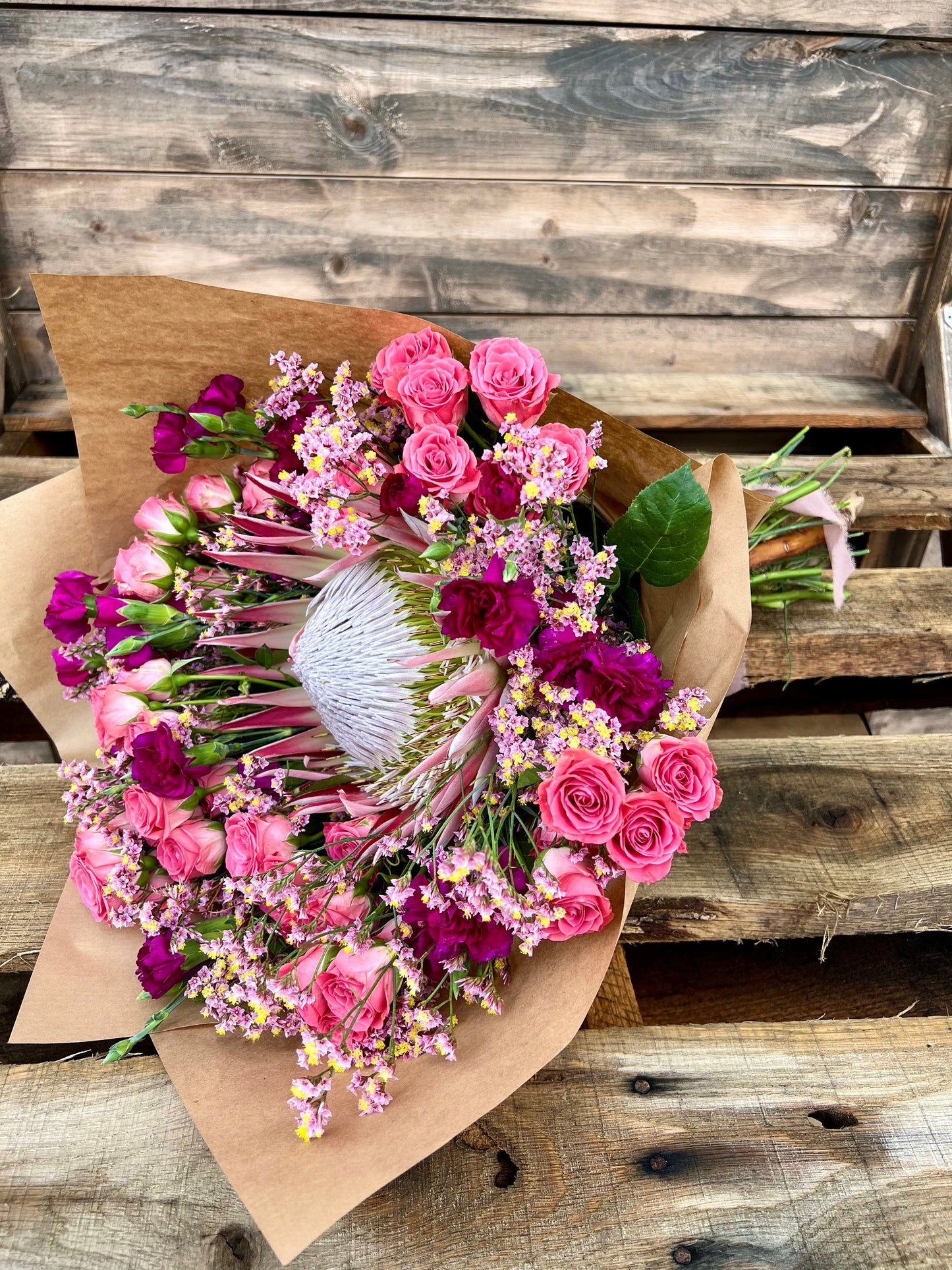 Real fresh flower bouquet pink king proteas roses summer home decor Graduation gift spring summer valentines day gift