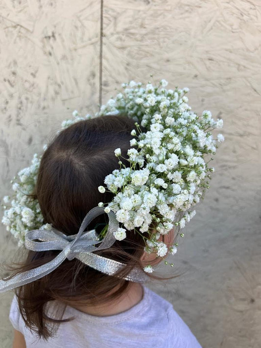 REAL Fresh Baby’s Breath Gypsophila Hair Peace, Flower Girl Crown, Bride, Bridesmaids, Wedding Tiara, Photoshoot