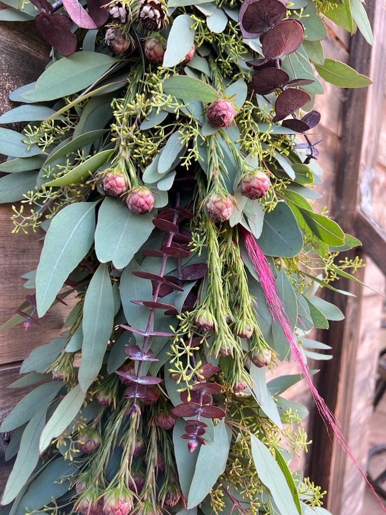 Fresh Garland, Eucalyptus, Red Eucalyptus Pampas Wedding  Decor. Spring, Easter Wall Table Decor  runner Mantel centerpiece Birthday gift