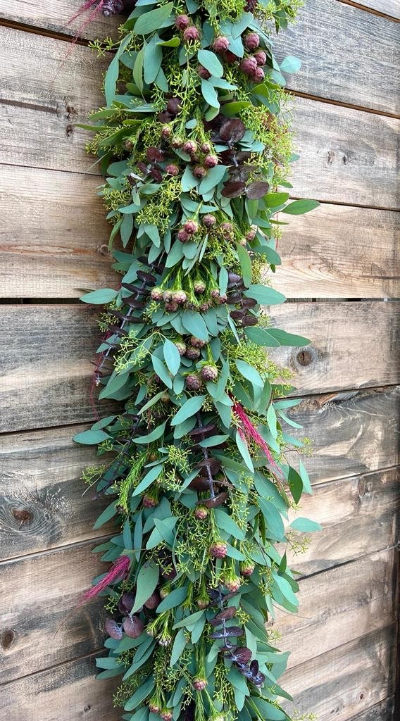 Fresh Garland, Eucalyptus, Red Eucalyptus Pampas Wedding  Decor. Spring, Easter Wall Table Decor  runner Mantel centerpiece Birthday gift