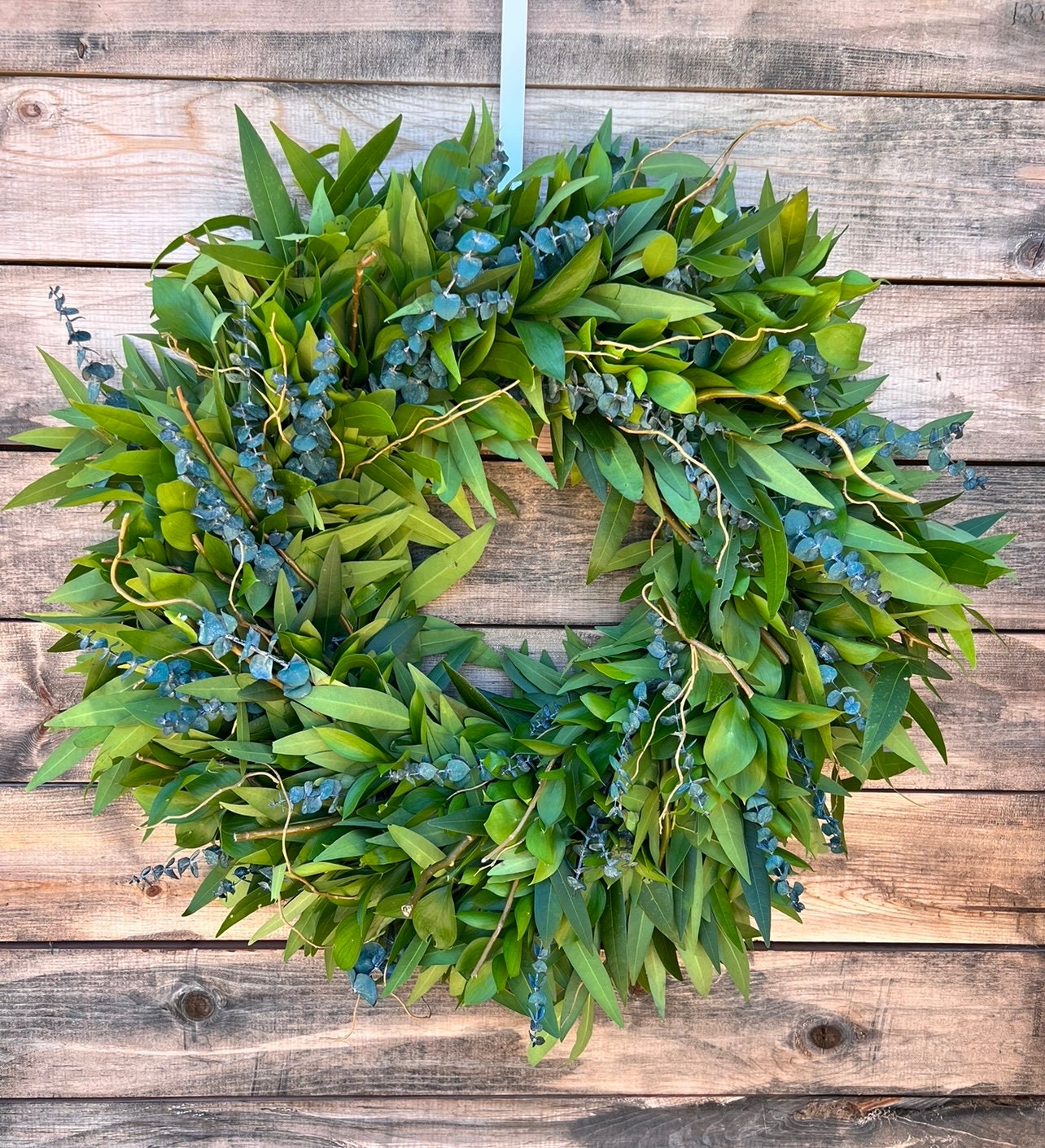 FRESH Bay Leaf,  Curly Willow Preserved Eucalyptus wreath full of aroma front door decor Wedding Birthday Gift Kitchen Spring, easter