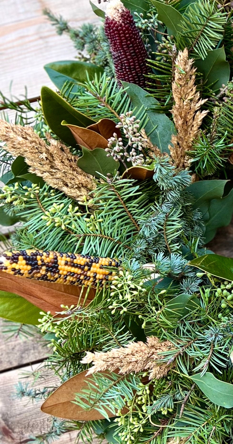 FRESH Mixed Pines, Eucalyptus, Magnolia, and Corn Garland New year Table Decor.Christmas, Winter, Christmas, Birthday Gift.