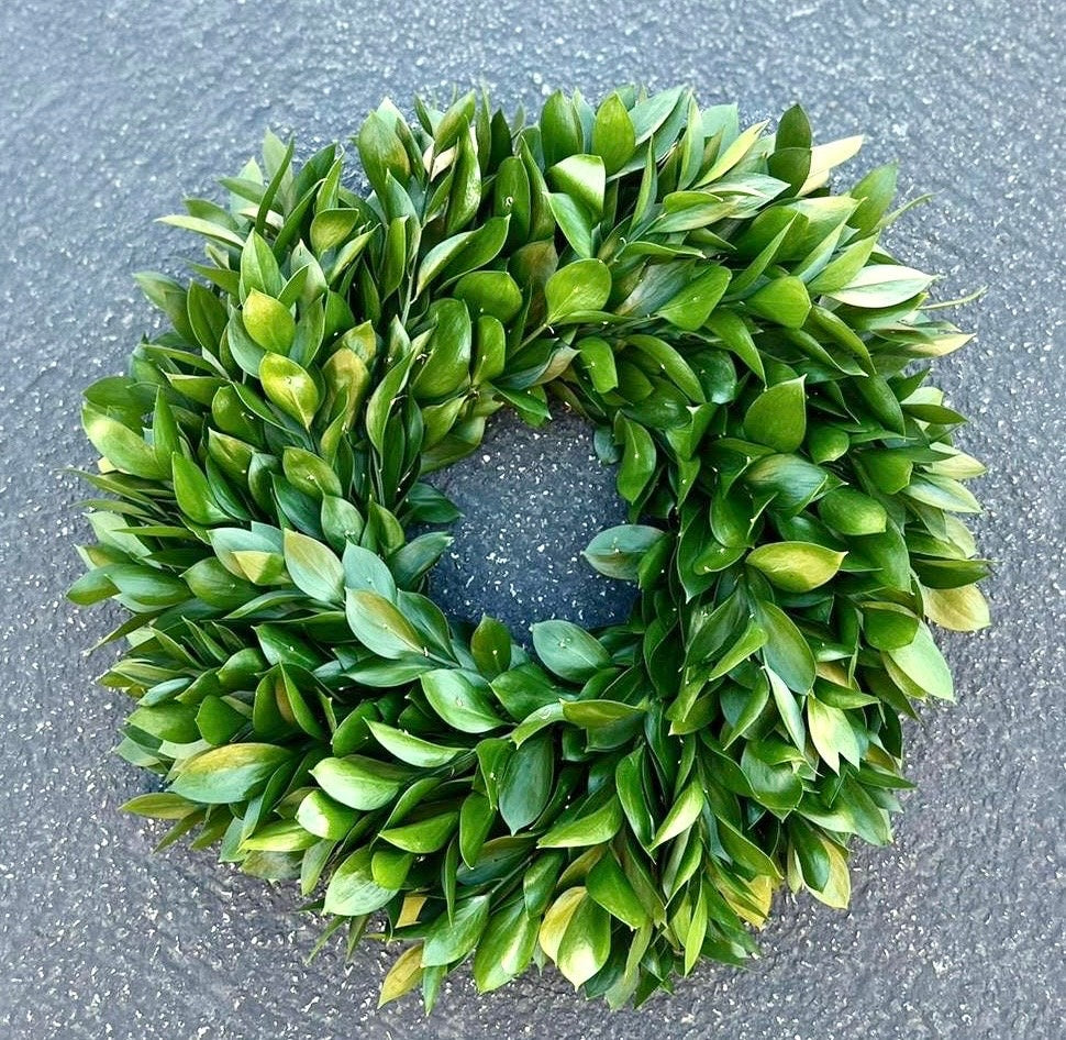 Fresh Real Ruscus Wreath for Front Door Decor. Winter, Christmas, New year, kitchen decor green gift housewarming rustic farmhouse