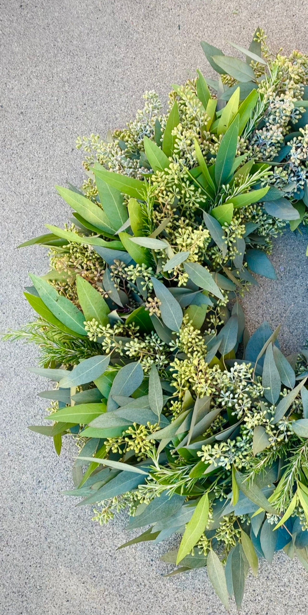 FRESH Eucalyptus seeded Bay leaf Rosemary wreath full of aroma front Door Decor. Spring, Easter, Wedding, Birthday Gift, Kitchen, Window.