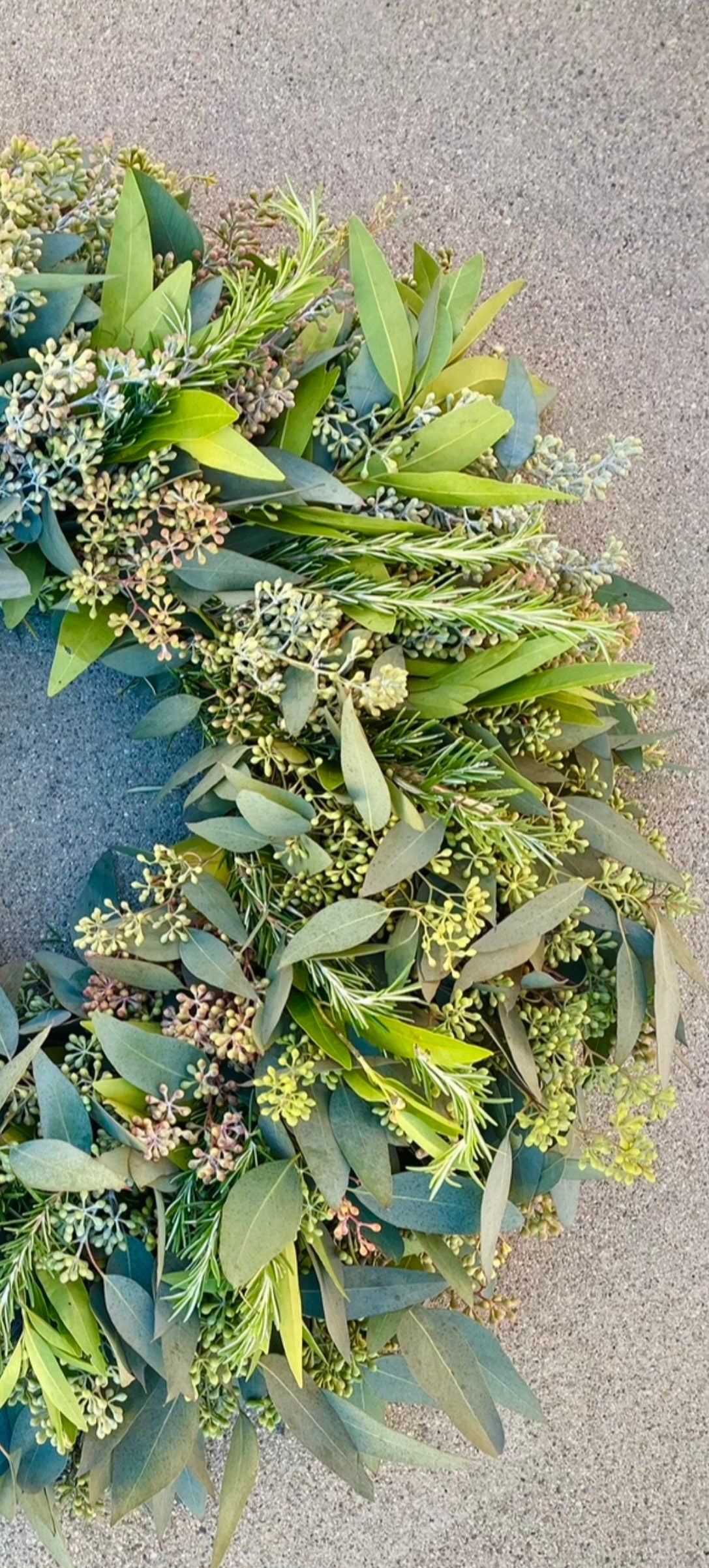 FRESH Eucalyptus seeded Bay leaf Rosemary wreath full of aroma front Door Decor. Spring, Easter, Wedding, Birthday Gift, Kitchen, Window.